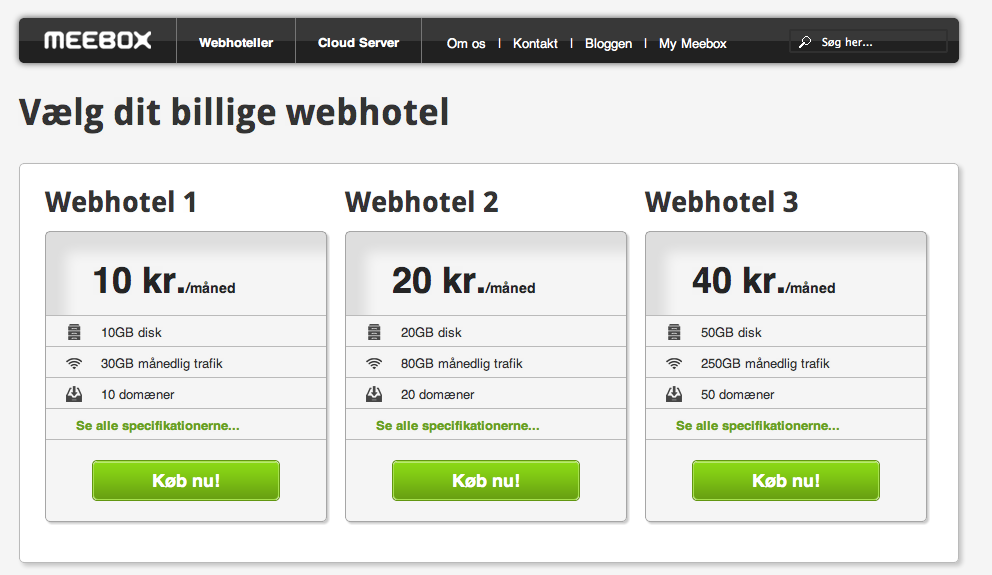 Web hosting plans, 3 options.