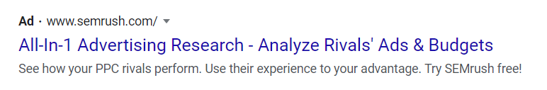 SEMrush ad: marketing research tool.