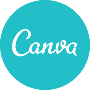 Canva logo, graphic design software.