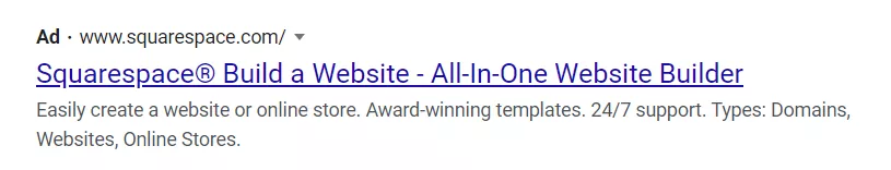 Squarespace website builder ad.