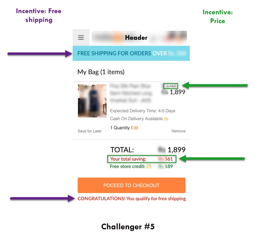 Shopping cart with free shipping.