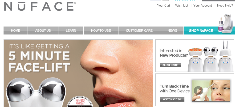 Close-up of woman's face, NuFace.