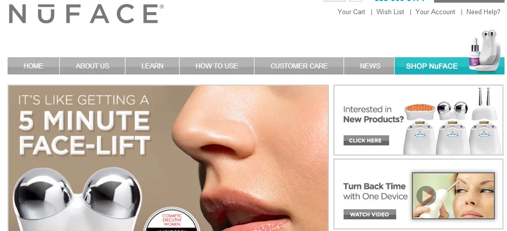 Close-up of woman's face, NuFace.