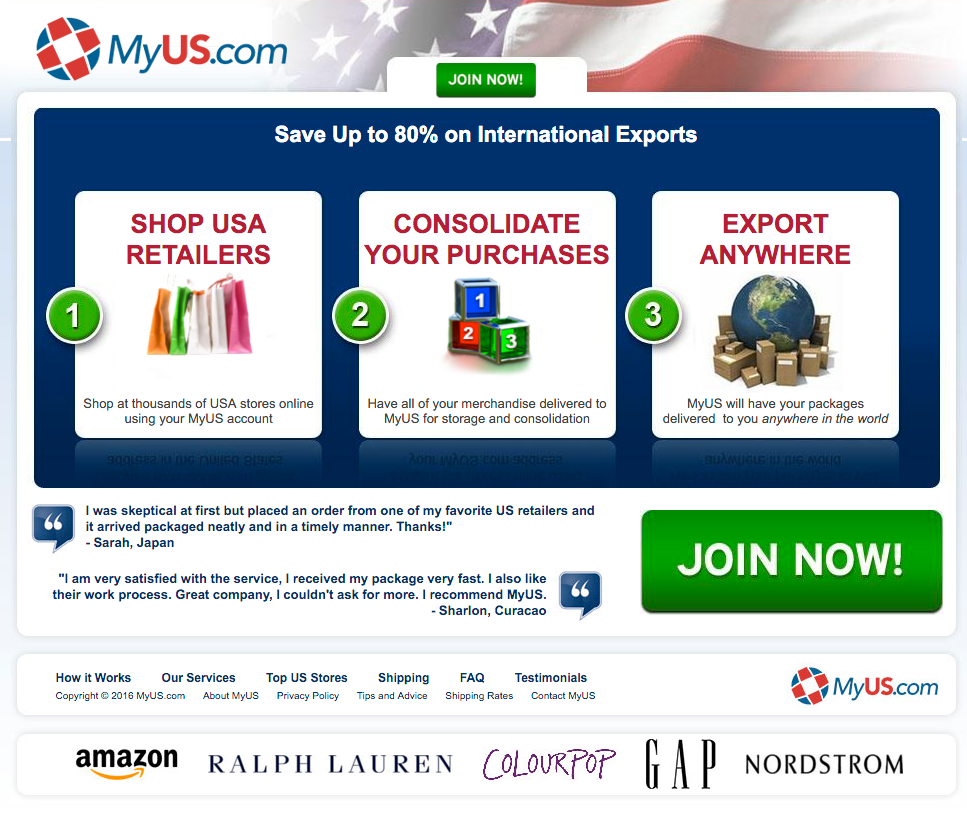 MyUS.com website redesign.