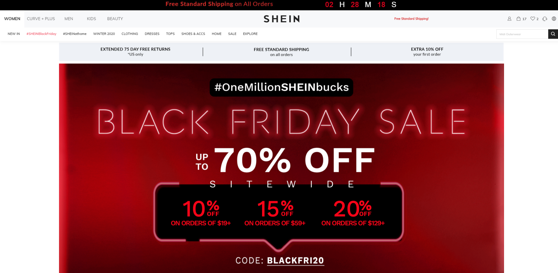 Black Friday sale, up to 70% off.