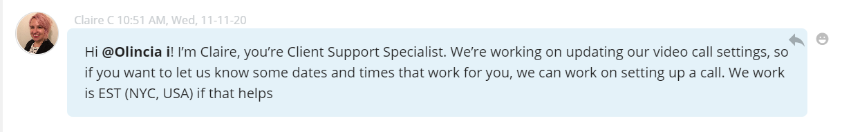 Client support specialist available.