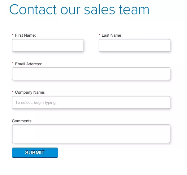Contact form with fewer fields.