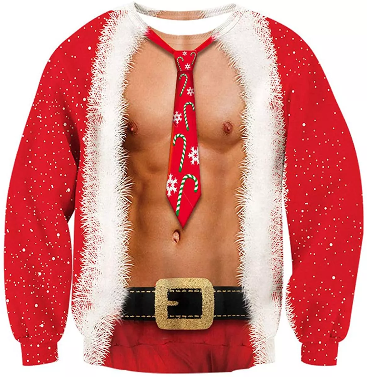 Ugly Christmas sweater, Santa, abs.