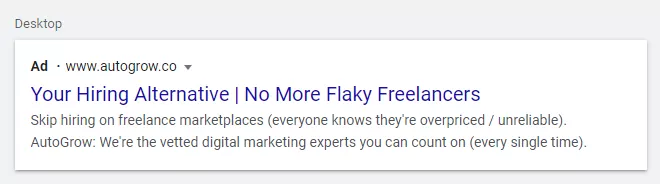 Google ad for digital marketing services.