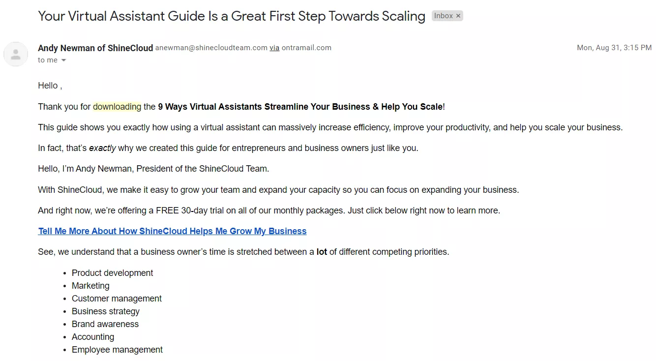 Virtual assistant guide for business scaling.