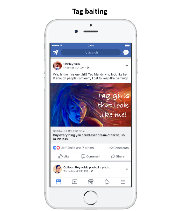 Facebook post, tag baiting.