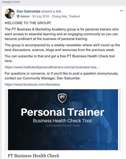 Facebook group for PTs.