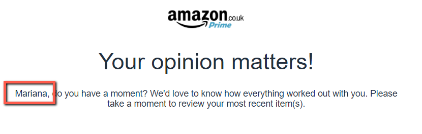 Amazon review request button.