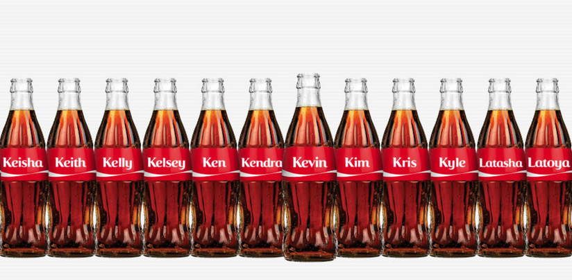 Personalized soda bottles.