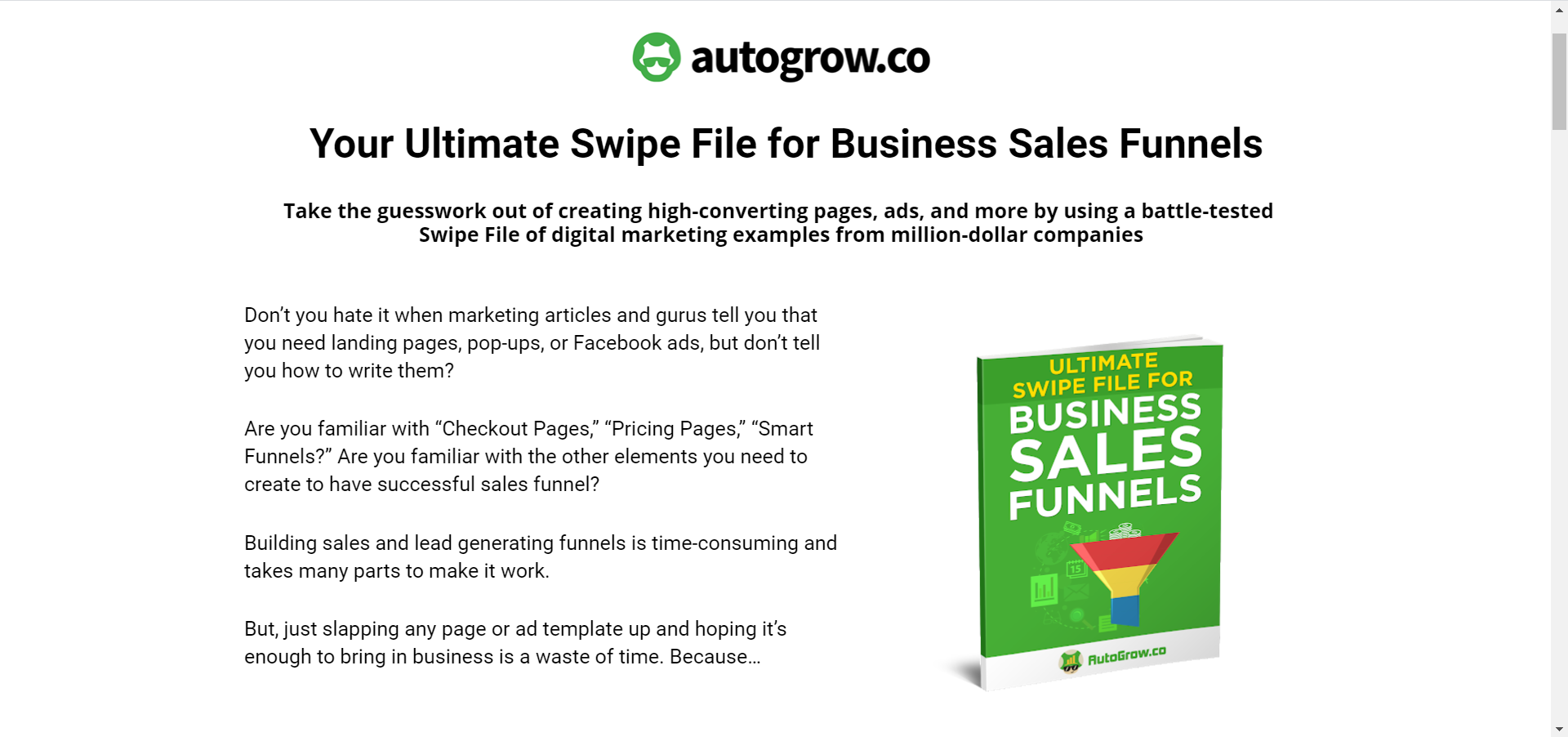 Business swipe file for sales funnels.
