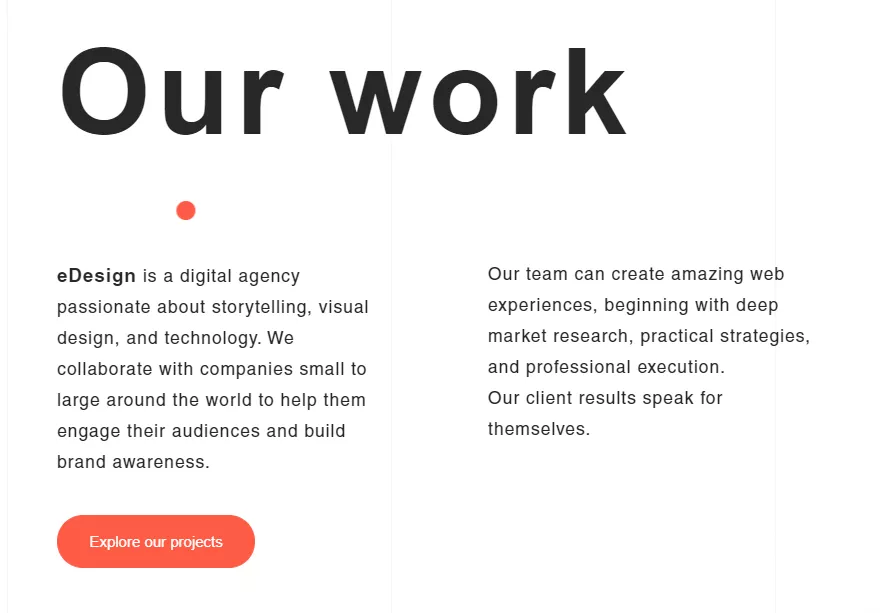 eDesign agency website copy and design.