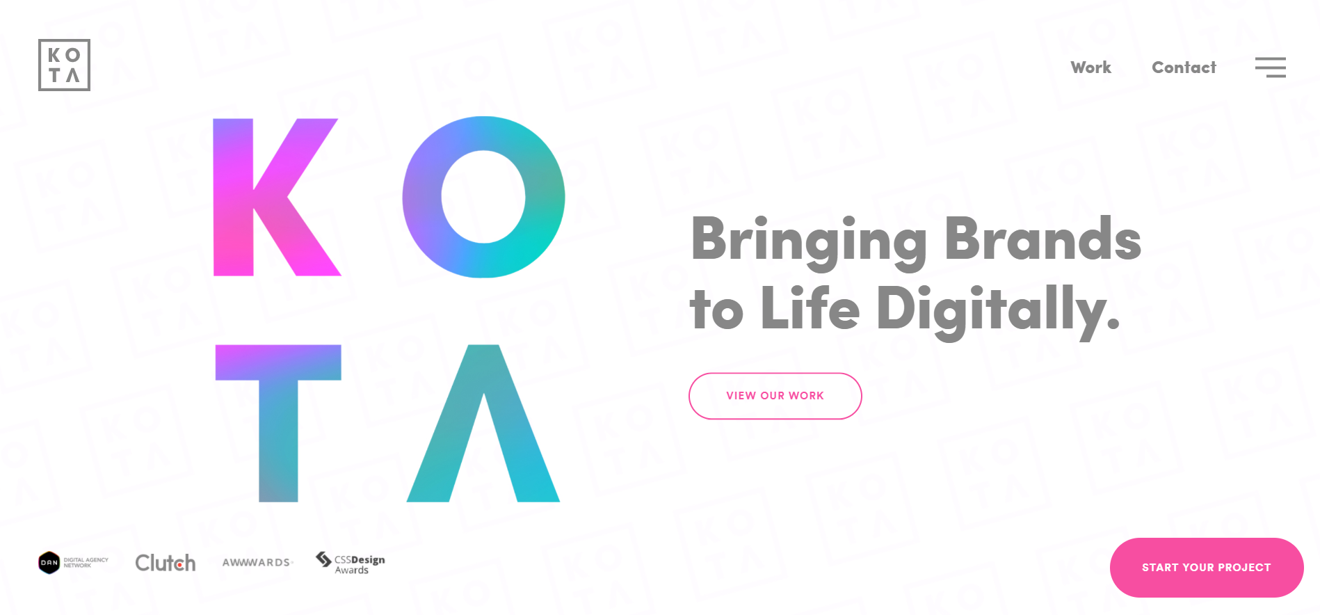 Website header with CTA buttons.