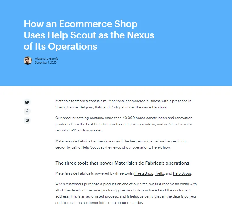 E-commerce shop uses Help Scout.