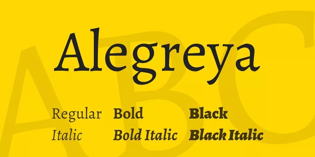 Alegreya font variations.