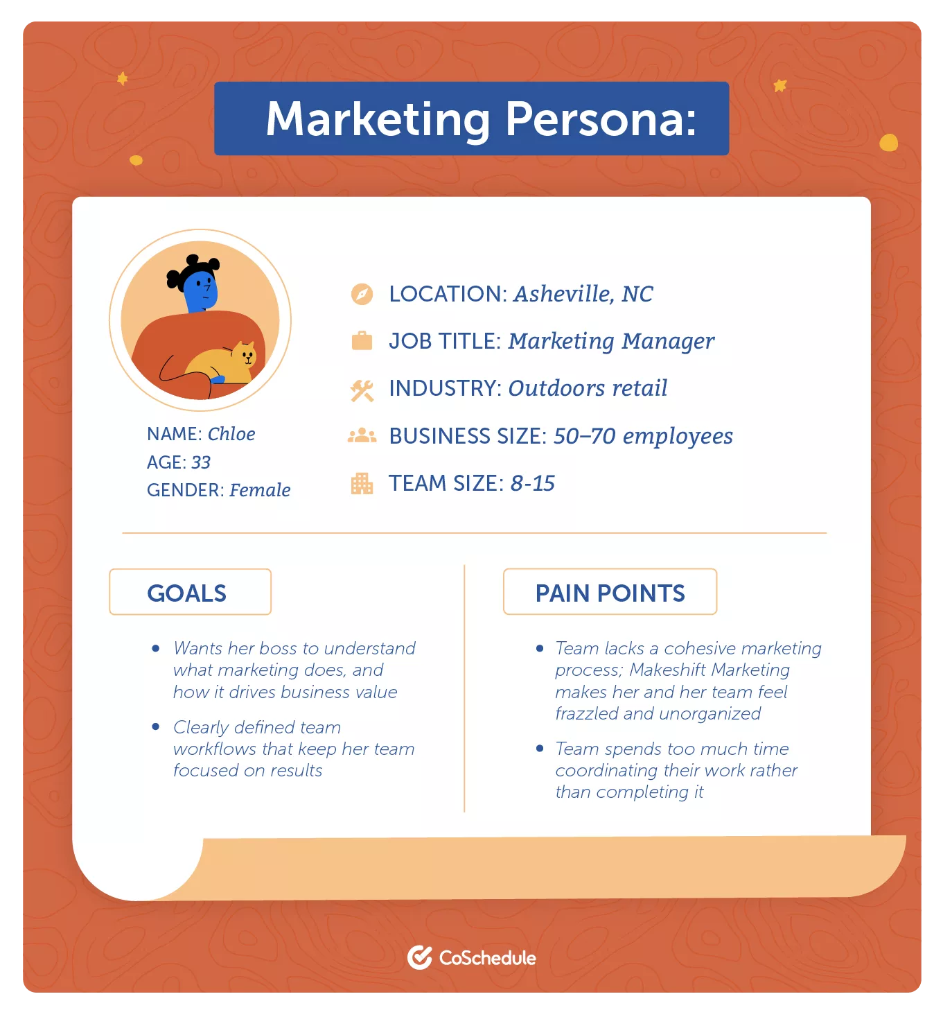 Marketing manager persona: Chloe.