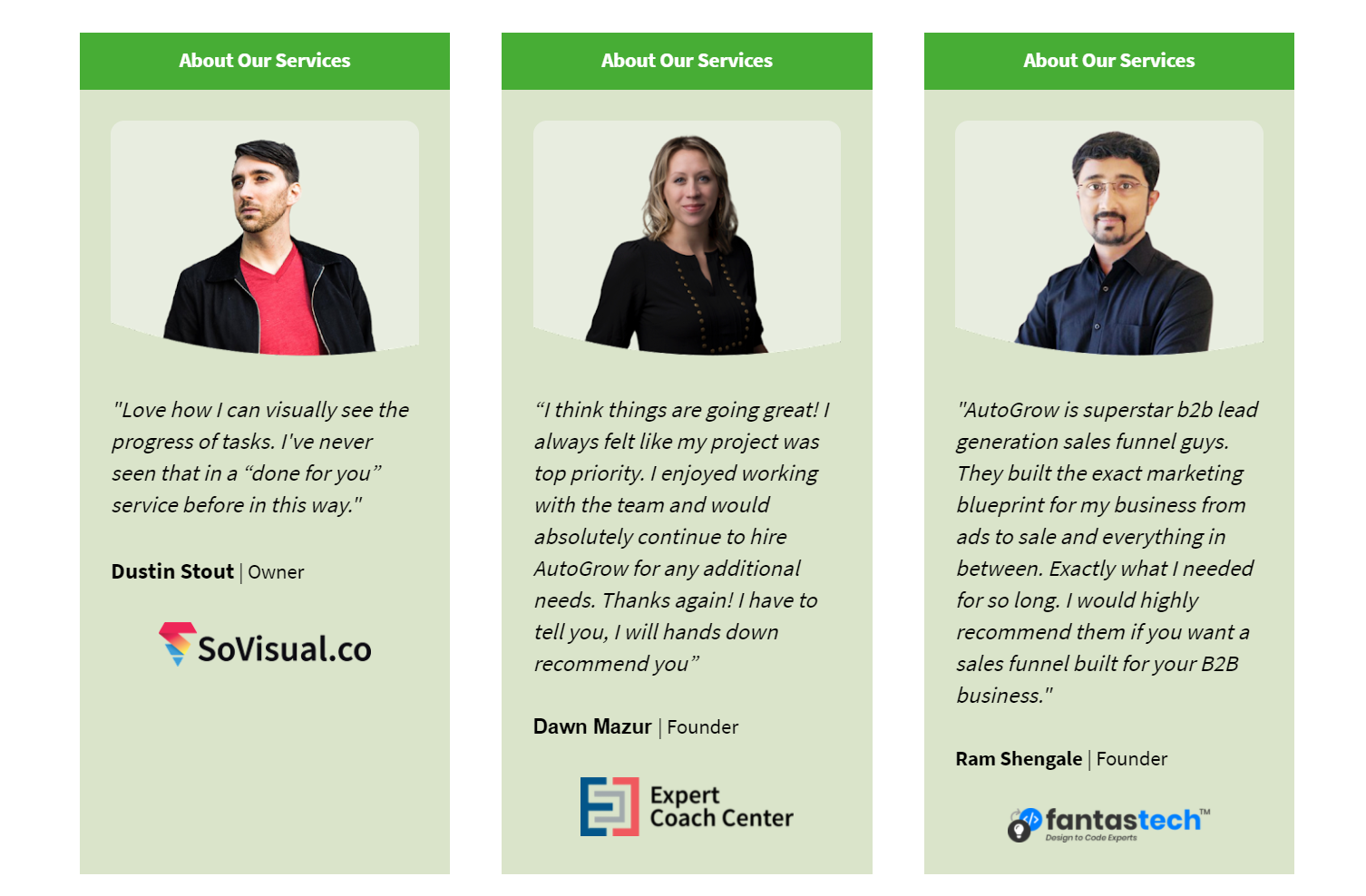 Client success stories with results.