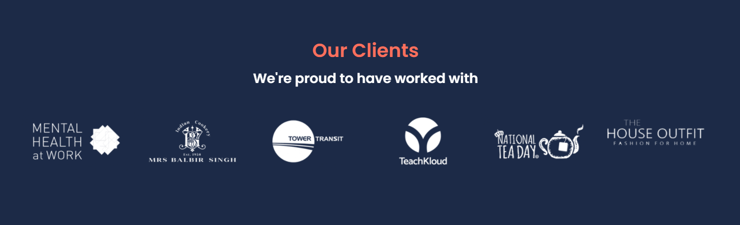 Client logos, showcasing partnerships.