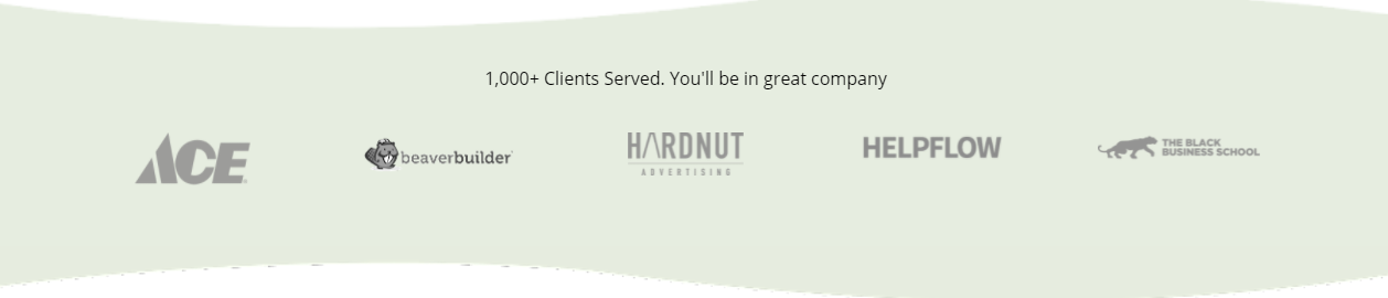 Client logos, partner companies.