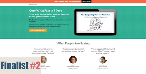 Landing page for wrist pain relief.
