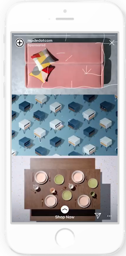 Instagram furniture ad, shop now.
