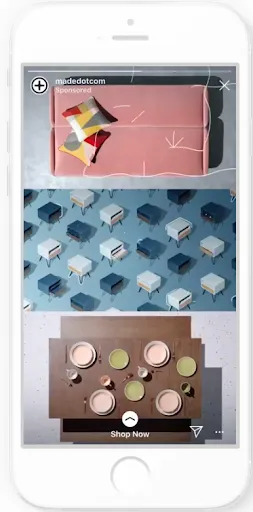 Instagram furniture ad, shop now.