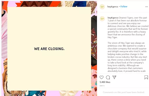 Hey Tiger chocolate company closing.