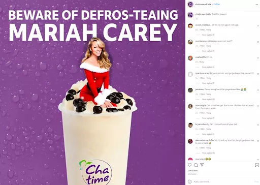 Instagram ad, Mariah Carey, Chatime drink.