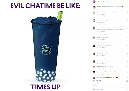 Blue boba drink, Cha time.