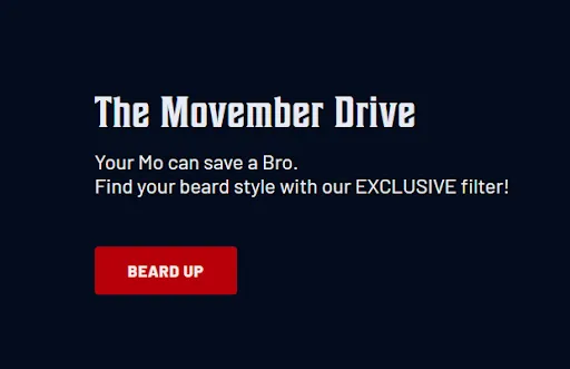 Movember charity, beard style offer.