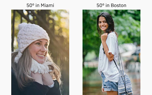 Two women, different locations, same temp.
