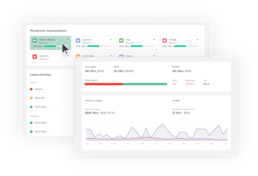 Time management app tracking project time.