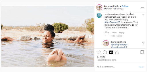 Woman relaxing in hot springs.