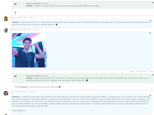 Team chat, more efficient than email.