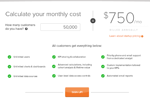Pricing calculator for monthly cost.