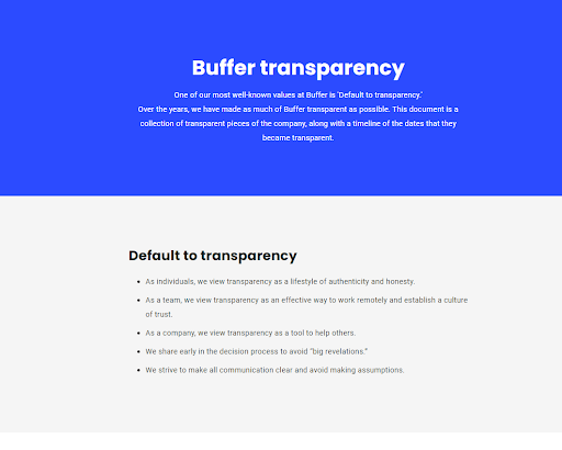 Buffer's transparency initiative.
