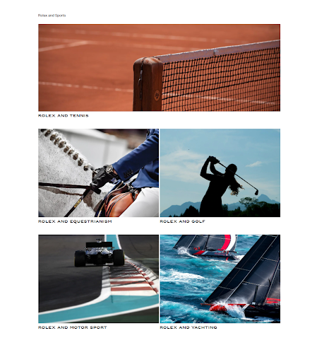 Rolex sports: tennis, golf, etc.
