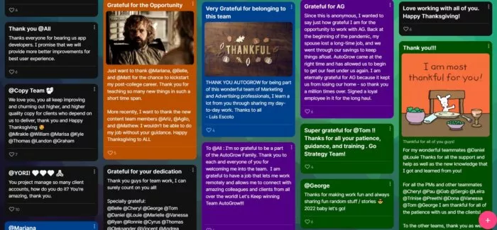Thanksgiving gratitude board on Padlet.