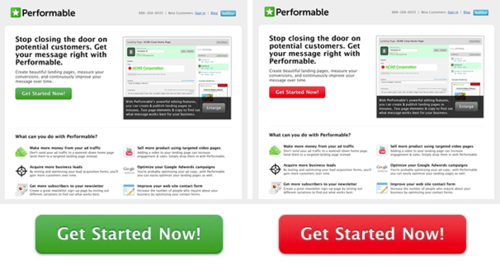 Website buttons, green vs. red CTA.