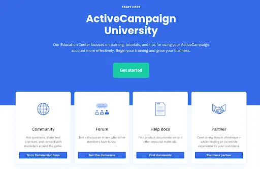 ActiveCampaign University resources.