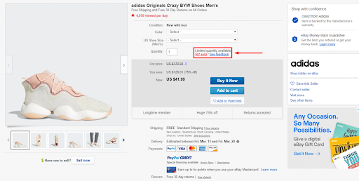 Adidas shoes, limited quantity.