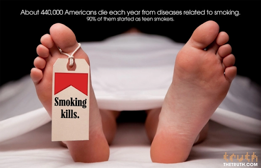 Dead foot, smoking kills.