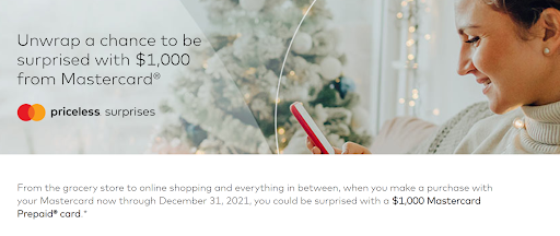 Mastercard $1000 surprise offer.