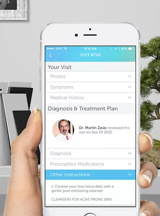 Telemedicine app, diagnosis & treatment plan.