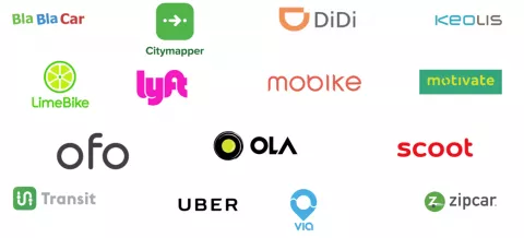 Ride-sharing companies logos.