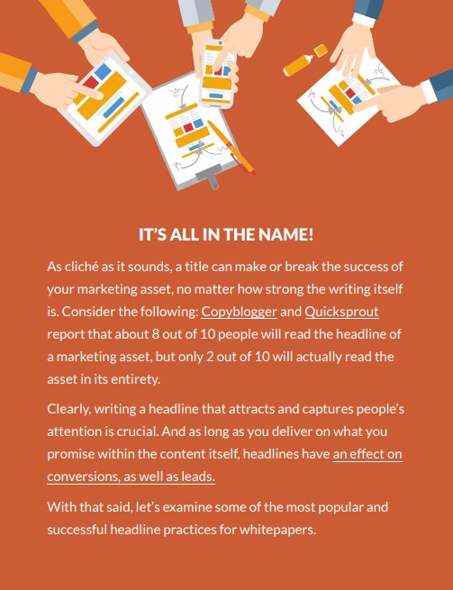 Marketing asset headlines.